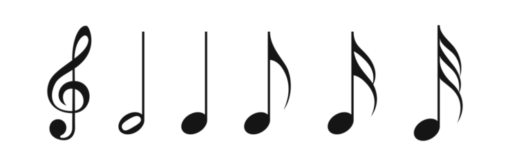 Foto op Plexiglas Music notes icon set. Music notes symbols. Note icon set © 11ua
