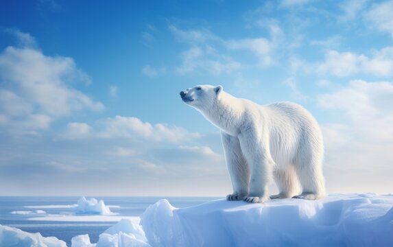 Polar bear (Ursus maritimus) on the pack ice, north of Svalbard Arctic Norway