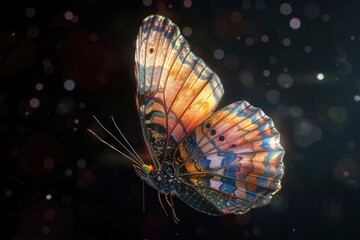 beautiful butterfly portrait on black background, highly detailed - generative ai