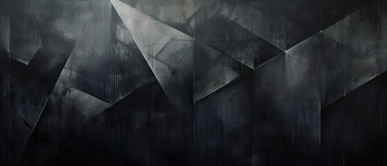 Smokey black canvas, with geometric shadows subtly layered, creating a profound sense of enigma and abstract beauty.