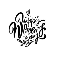 Happy Women's Day lettering phrase vector text.
