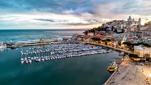 Liguria, Porto Maurizio town at sunset