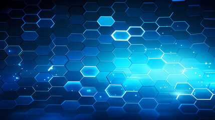 Digital technology hexagon cyber security concept, blue technology background