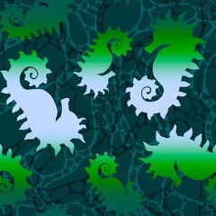 Summer animals seamless seahorse pattern for fabrics and wrapping paper and kids print and swimsuit textiles