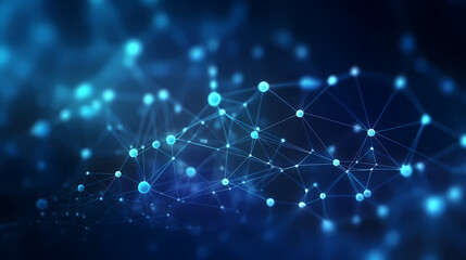 Digital technology hexagon cyber security concept, blue technology background