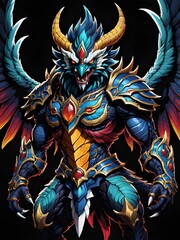 cartoon dragon mascot design illustration