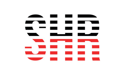 SHR three initial letter iconic line negative space minimal logo design vector template. monogram, abstract, wordmark, business, typography, minimalist, brand, company, flat, modern, unique, simple