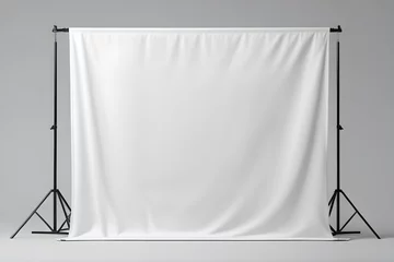 Foto op Canvas illustration, an empty blank mockup of a white textile banner is isolated.  © Mohana