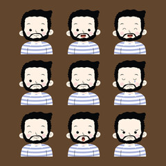 set of bearded man faces illustration