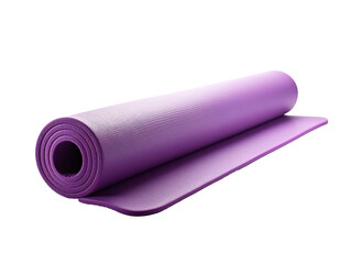a purple yoga mat rolled up