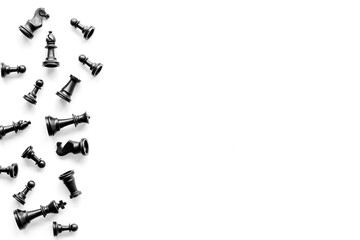 Chess pieces top view. Competition in business or business strategy concept