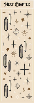Black and Beige Elegant Illustrated Stars Printable Bookmark