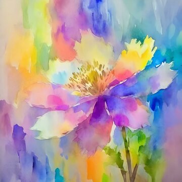 watercolor background with flowers © Valentyn