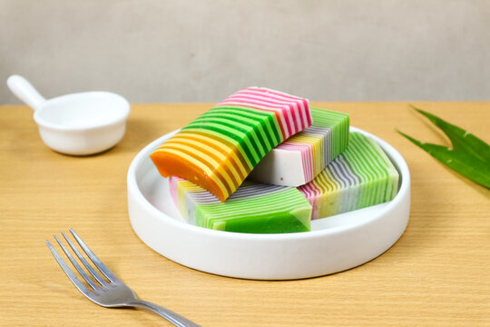 Kue Lapis or Kue Pepe or sticky layer cake, Indonesian traditional snack made from rice flour