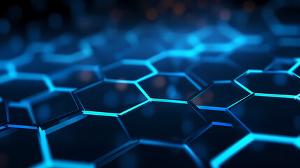 Obraz premium Digital technology hexagon cyber security concept, blue technology background
