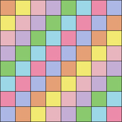 Groovy retro multicoloured checkerboard vector seamless pattern. Geometric abstract background.