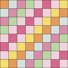 Groovy retro multicoloured checkerboard vector seamless pattern. Geometric abstract background.