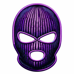 patch sticker of a purple ski mask vibrant, realistic color tones with bold, strong lines