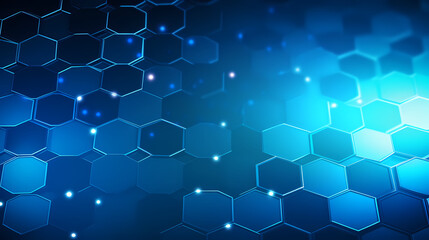 Digital technology hexagon cyber security concept, blue technology background