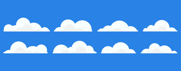 Cute white clouds collection flat illustration vector