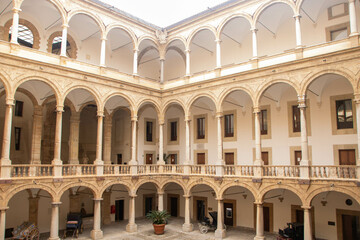 Fototapeta na wymiar The courtyard of Normans palace at Palermo