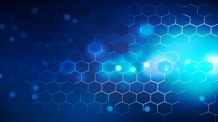 Digital technology hexagon cyber security concept, blue technology background