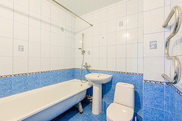 interior apartment room bathroom, sink, decorative elements, toilet. WC, sanitary unit, wash room