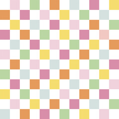 Groovy multicoloured checkerboard vector seamless pattern. Geometric abstract background.