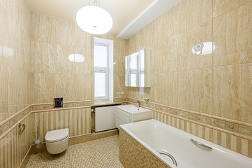 interior apartment room bathroom, sink, decorative elements, toilet. WC, sanitary unit, wash room