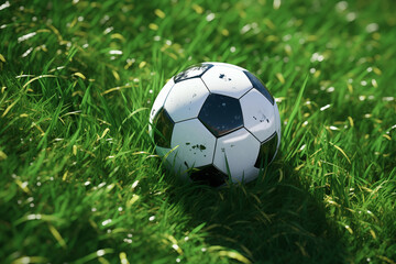 Fototapeta premium soccer ball on green grass