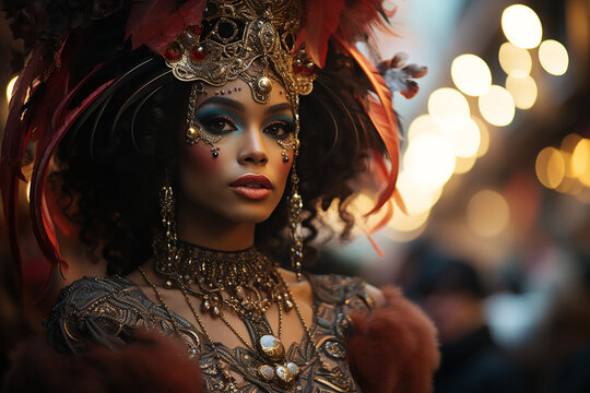 Woman in carnival costume at carnival
