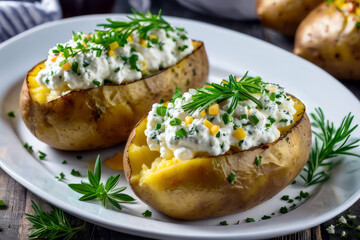 jacket potato with fresh cheese, generated by artificial intelligence