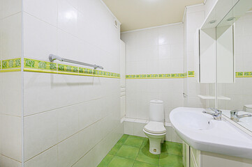 interior apartment room bathroom, sink, decorative elements, toilet. WC, sanitary unit, wash room