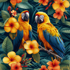 Obraz premium Tropical rainforest parrot as background, ai generated