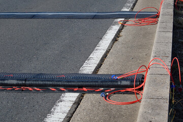 Marathon race result timing mats on asphalt in Saitama, Japan. February 13, 2024