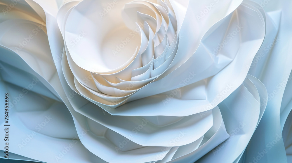 Poster a symphony of angles and curves as paper is masterfully manipulated into visually striking compositi
