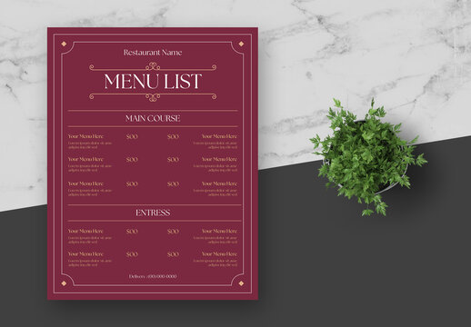 Maroon Gold Menu