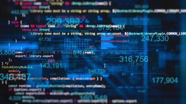 Code monitor software digital background. Coding data screen abstract background