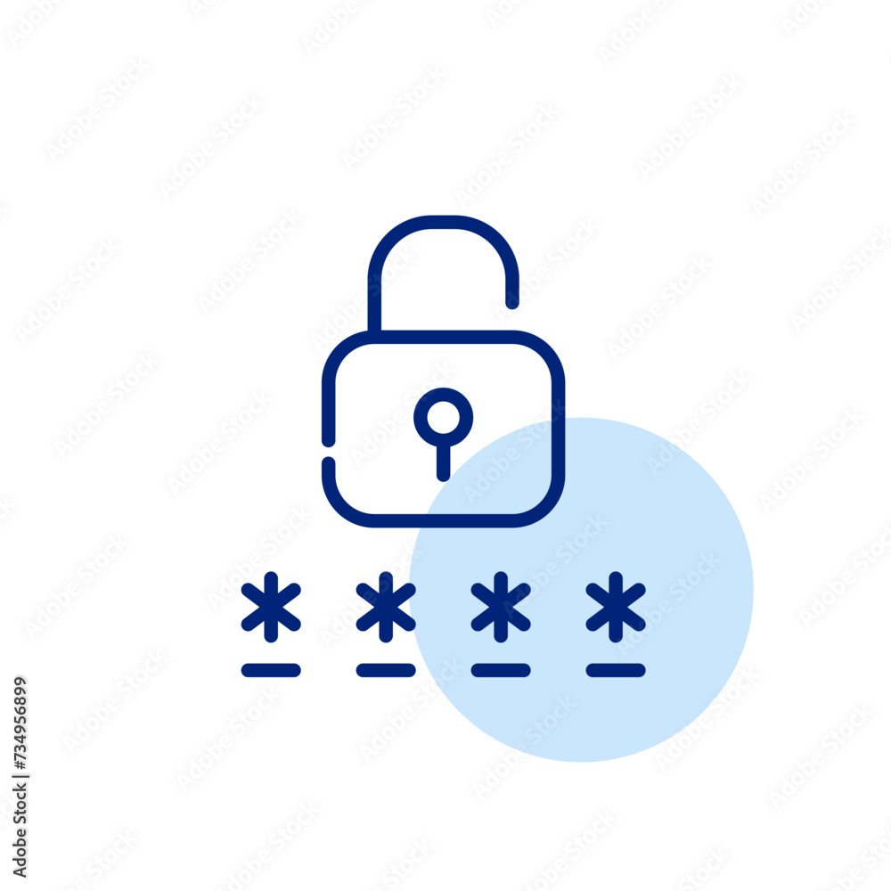 Poster lock and password covered by asterisks. logging into account. pixel perfect, editable stroke