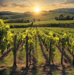 Fototapeta premium vineyard in spring and summer ai generated illustration of vinery industry 