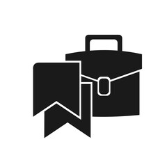 Vector briefcase icon and flag isolated on a white background.