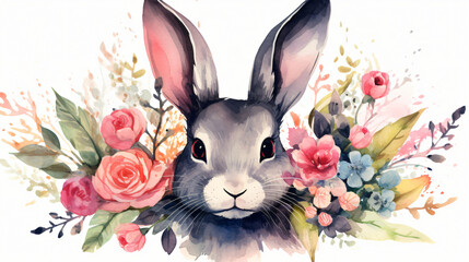 Easter watercolor illustration of rabbit ears.