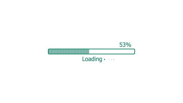 Loading progress Bar. Abstract rectangle gray color frame Pixel Preloaded animation. White background 4k video.