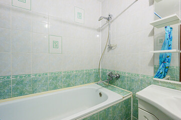 interior apartment room bathroom, sink, decorative elements, toilet. WC, sanitary unit, wash room