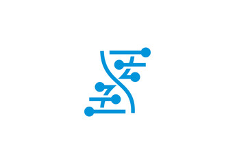 simple dna genetic helix logo, biology science technology symbol design template