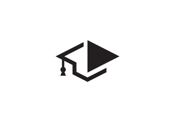 graduate and play logo design. online education symbol icon template