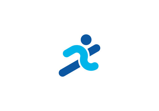 run man logo design, go sport fitness symbol template
