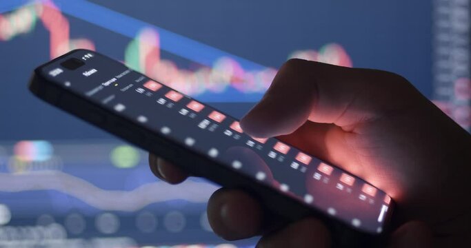 Trading cryptocurrencies mobile phone close-up Trading simplifies earning money harnesses blockchain's power. Crypto trading bitcoin presents wide financial horizons enhancing transactional ease.