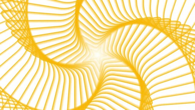 Abstract spiral spinning orange color animation. White background 4k video. 