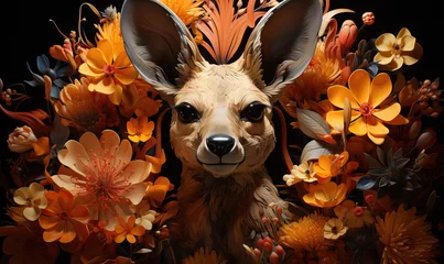 Türaufkleber Creative colorful image of a kangaroo in vegetation. © Andreas